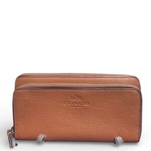 Coach Tan Leather Zip-Around Clutch